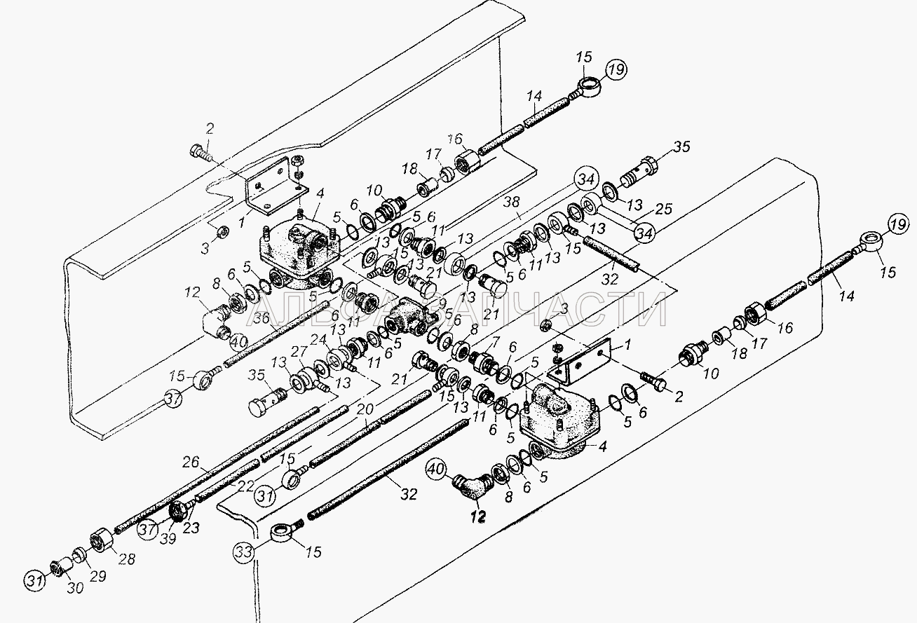 Установка ускорительных и двухмагистрального клапанов МАЗ-64226  